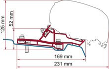 Fiamma Adapter F65 / F80 fr Ford Transit Van H2 L2 - 290 cm - Linkslenker