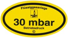 Aufkleber "30 mbar Betriebsdruck"